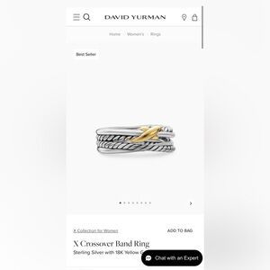 David Yurman X Crossover Band Ring 7.5